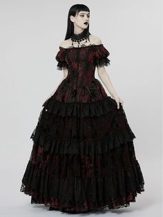 Goth Gorgeous Print Dress Black and Red Gothic Dress Uk, Red Gothic Dress, Goth Wedding Dresses, Goth Prom, Vampire Dress, Red Gothic, Gothic Wedding Dress, Goth Dress, Gothic Wedding