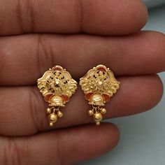 Discover the allure of Handmade Gold Jewelry at https://morvijewels.etsy.com/   Get a dazzling 25% off on all our 22k and 18k gold pieces. Don't miss out on this limited-time offer. Shop now and embrace the radiance of gold! Beautiful yellow gold earrings  Gold Purity- 22k yellow Gold Max Length - 2.3 cm approx Max Width - 1.5 cm approx Weight - 3.92 grams approx The earrings comes with normal push/backs but If you want real gold screw please let us know. Click here  https://morvijewels.etsy.com/    to get more discount and offers Happy to take wholesale bulk orders. Chandbali Jewelry Sets For Puja, Round Meenakari Earrings For Puja, Meenakari Round Earrings For Puja, Meenakari Earrings For Puja, Round Shape, Meenakari Earrings For Puja, 22k Gold Jewelry For Puja, 22k Gold Meenakari Earrings For Navratri, Yellow Gold Kundan Bridal Earrings With Intricate Design, Intricate Kundan Bridal Earrings In Yellow Gold