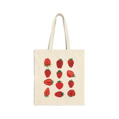 Strawberry Tote Bag Strawberry Lover Gift Spring Tote Shopper Summer Bag Eco Friendly Bag Reusable Grocery Tote Cute Tote Farmers Market Bag DESCRIPTION: 100% cotton canvas Heavy fabric (12 oz/yd² (406.9 g/m Available in natural and black colors Sewn-in label CARE Machine wash warm (not exceeding 105 F) inside out Tumble dry medium Do not iron on the print! RETURN/EXCHANGE POLICY All items are made to order and as a small business we do not keep any stock. This is one way we try to minimize waste! We are unable to accept returns / exchanges. All sales are FINAL. - Please refer to sizing chart in listing photos - Please double or triple check your shipping address. We are unable to change / cancel orders with a wrong address. COLOR DISCLAIMER Actual colors may vary. This is due to computer Red Reusable Shopping Bag, Red Reusable Casual Bag, Red Bag With Strawberry Print As Gift, Red Casual Reusable Bag, Eco-friendly Red Reusable Bag, Rectangular Strawberry Print Bag For Gifts, Rectangular Bags With Strawberry Print As Gift, Rectangular Bag With Strawberry Print As Gift, Rectangular Strawberry Print Bag As A Gift