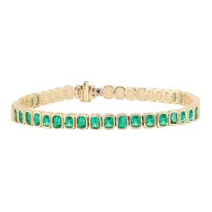 14kt gold emerald cut emerald bezel tennis bracelet *total emerald weight: about 3.5ct *emeralds go halfway around EMERALD Emerald, a powerful stone in preserving love and healing the heart, carries soothing energy and provides freshness and vitality to the spirit. Emerald promotes friendship, balance between partners, and is particularly known for bringing loyalty. It was dedicated in the ancient world to the goddess Venus for its ability to ensure security in love. Healing The Heart, Luna Skye, Love And Healing, Engagement Necklaces, Double Band Rings, Choker Pendant, Coin Earrings, Bridal Engagement Rings, Pearl Collection