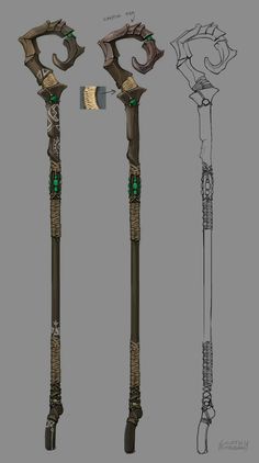 Crystal Staff Fantasy Art, Fantasy Quarterstaff, Lantern Staff Design, Quarter Staff Designs, Quarterstaff Design, Wooden Staff Concept Art, Wooden Staff Magic, Quarterstaff Aesthetic, Druid Quarterstaff