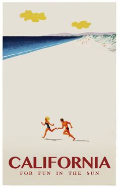 two people running on the beach in california