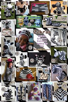 zebras are knitted in different patterns and colors