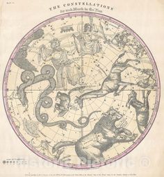 Historic Map : The Stars &amp; Constellations of The Northern Hemisphere, Burritt - Huntington, 1856, Vintage Wall Art Map Of The Stars, Celestial Chart, Stars Constellations, Celestial Map, Constellation Map, Constellation Tattoos, Star Chart, Star Constellations, Star Map