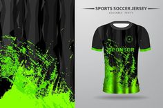 a soccer jersey with green paint splattered on the front and back, as well as