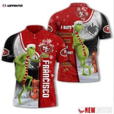 Grinch Stole Christmas San Francisco 49ers Nfl I Hate Morning People Polo Shirt Christmas The Grinch, Work Dress Code, Hate Mornings, Morning People, Clothing Staples, Grinch Stole Christmas, Staple Wardrobe Pieces, The Grinch, Simple Shirts