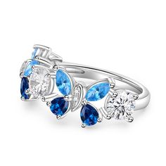 Inspired by two blue butterflies, this butterfly ring showcases the elegance of two butterflies dancing together. The two blue butterflies meet at your fingertips as if they were a symbol of love, like the tacit understanding and warmth between you and me. The butterfly ring is made of sterling silver, polished and delicate, radiating a pure light. Wearing this butterfly ring is like having a beautiful wish and companionship. The two butterflies dance together and fly into the future together, c Blue Butterfly Ring, Dancing Together, Two Butterflies, Dance Together, Blue Butterflies, Butterfly Ring, Into The Future, Aquamarine Blue, The Butterfly