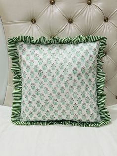 Block Print Cotton Fabric Frill Cushions Pillow Covers   Material - 100% Cotton  Pillow Cover Sizes Available in 16x16 18x18 20" x 20", 16" x 26", 12" x 20" & 14"x 36" Color : If You Want See More Color Send Massage   *Pillow insert not included. You can find the inserts at most craft stores. **Washing Instructions : Hand wash cold water. Line Dry.  Back side Same Hidden Zipper Bed Throw Pillows, College Crafts, Block Print Pillow, Massage Pillow, Block Printed Pillows, Boho Throw Pillows, Boho Cushions, Bed Throw, Throw Pillows Bed