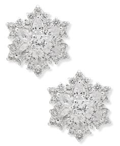 Anne Klein Silver Tone Crystal Snowflake Button Earrings Crystal Snowflakes, Snowflake Earrings, Stud Style, Button Earrings, Fashion Jewelry Earrings, Sparkling Crystal, Online Earrings, Color Crystal, Silver Earrings Studs