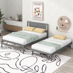 Full Size Platform Bed with Adjustable Trundle Trundle Bed With Storage, Solid Wood Bed Frame, Full Size Platform Bed, Wood Platform Bed Frame, Wooden Platform Bed, Full Platform Bed, Full Size Bed Frame, Full Bed Frame, Wood Bed Frame