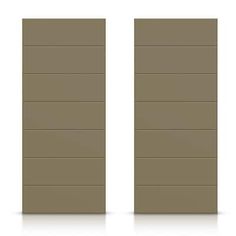 two brown doors are open on a white background, one is closed and the other is closed