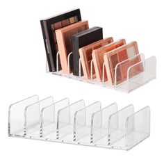 a set of six acrylic literature holders