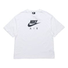 (WMNS) Nike Air Alphabet Logo Printing Sports Round Neck Pullover Short Sleeve White T-Shirt CJ3106-100 (Women's) Alphabet Logo, Stylish Sneakers, White T Shirt, Nike Sportswear, White Tshirt, Nike Air, Alphabet, Round Neck, Nike