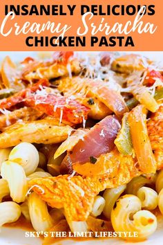 creamy sriracha chicken pasta Cellentani Pasta, Sriracha Chicken, Chicken Slices, Chicken Pasta Recipes, Grilled Chicken Recipes, Dinner Recipes Crockpot, Chicken Recipes Casserole, Chicken Salad Recipes