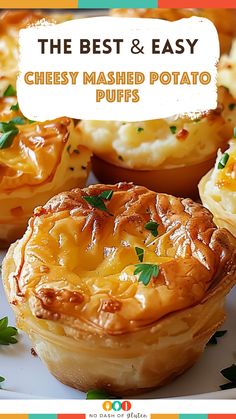 the best and easy cheesy mashed potato puffs on a white plate