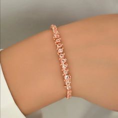 Brand New Women's Rose Gold & Diamond Tennis Bracelet 18k Pink Rose Gold Plated Sterling Silver Genuine 2ct Lab Created Diamonds Adjustable Band To Fit Any Size Women's Wrist Retail Price $300 Buy With Confidence From A Trusted Seller With A 99%+ Feedback Rating! A0213 (Id-1102) Rose Gold Bangle Tennis Bracelet For Anniversary, Rose Gold Cubic Zirconia Tennis Bracelet For Party, Rose Gold Cubic Zirconia Tennis Bracelet Gift, Party Rose Gold Cubic Zirconia Tennis Bracelet, Dainty Rose Gold Tennis Bracelet, Rose Gold Cubic Zirconia Tennis Bangle Bracelet, Rose Gold Tennis Bracelet With Cubic Zirconia, Pink Bangle Tennis Bracelet As Gift, Pink Tennis Bracelet As A Gift