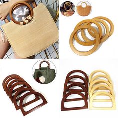 Premium Totes Bag Round Wood Handle Replacement DIY For Handbag Handle Ring Accessories, Womens Accessories Wooden Handle Bag, Circle Handle, Handcrafted Handbags, Sac Diy, Wooden Circle, Diy Tote, Wooden Bag, Diy Handbag, Purse Handles