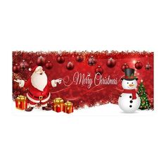 a christmas banner with santa and snowman