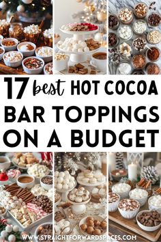 This post shows you the best hot cocoa bar toppings on a budget Toppings For Hot Chocolate Bar, Hot Cocoa Bar Party, Chocolate Bar Ideas, Hot Chocolate Bar Ideas, Diy Hot Cocoa Bar, Cocoa Bar Ideas, Hot Cocoa Bar Ideas, Easy Hot Cocoa, Hot Cocoa Bars