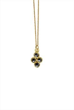 A most immaculate statement piece, this hand-forged gold chain and pendant is accentuated with delightful black diamonds in a clover shape. WHY WE LOVE IT Seattle based fine jewelry designer Francesca Lacagnina began her creative life in the 70’s. Born in Italy, her family exposed her from a young age to great cities of antiquity – which cultivated the rich visual language she would later express through her design aesthetic. She is committed to ethical standards which is why the line is compris Fine Jewelry Gold Jewelry With Black Diamonds, Gold Jewelry With Black Diamonds, Yellow Gold Black Spinel Jewelry As A Gift, Elegant Black Hand Forged Necklace, Gold Necklaces With Black Diamonds, Fine Jewelry In Gold With Black Diamonds, Gift Black Diamond Necklace, Yellow Gold Necklace With Black Diamonds As Gift, Fine Jewelry Gold With Black Diamonds