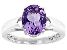 2.00ct Oval Lavender Amethyst Rhodium Over Sterling Silver Solitaire Ring. Measures Approximately 0.46"L x 0.39"W. Not Sizeable. Classic Oval Lavender Jewelry, Classic Lavender Oval Jewelry, Oval Solitaire Amethyst Ring For Anniversary, Broken Chain, 1 Carat, Amethyst Gemstone, Cultured Pearls, Purple Amethyst, Solitaire Ring