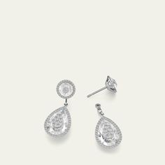 Bhansali drop earrings from the One Collection 18-karat solid white gold Pear and round quartz with diamond halos 1 total diamond carat weight  For pierced ears Imported Formal Diamond Bridal Earrings With Pave Setting, Drop Diamond Earrings With Pave Setting For Formal Events, Luxury Pear-shaped Cluster Earrings For Formal Occasions, Luxury Pear-shaped Cluster Earrings For Formal Events, Luxury Teardrop Bridal Earrings For Formal Occasions, Luxury Cluster Drop Earrings With Halo Design, Luxury Halo Design Cluster Drop Earrings, Formal Pear-shaped Pave Setting Earrings, Formal Pear-shaped Earrings With Pave Setting