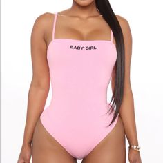 Size Large Nwt Baby Girl Bodysuit Pink From Fashion Nova ! Pink Cotton Bodysuit For Summer, Pink Cotton Bodysuit For Beach, Cute Pink Bodysuit For Summer, Casual Pink Onesie For The Beach, Cute Pink Summer Bodysuit, Pink Sleeveless Bodysuit For Swimming, Pink Fitted Onesie For The Beach, Cute Pink Stretch Bodysuit, Cute Pink Stretch Onesie