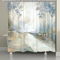 Blue Path Home Shower Curtain Oasis Artwork, Watercolor Shower Curtain, Curtain Art, Shower Curtain Art, Shower Curtain Blue, Curtains Accessories, Geometric Shower Curtain, Room Refresh, Floral Shower Curtains