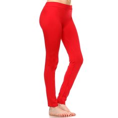 Pair these leggings with a dress top and sandals for a simple, casual look. Made from a polyester, these leggings are comfortable and soft against the skin. Red Yoga Tights, Red Elastane Yoga Tights, Red Elastane Tights For Yoga, Red Stretch Elastane Leggings, Red Stretch Footless Bottoms, Tight Red Elastane Leggings, Red Stretch Leggings, Fitted Red Leggings For Loungewear, Red Fitted Casual Leggings