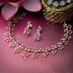 Product - WHPS85.125 | DiamondNecklaceSet | NecklaceSet | Diamond | Jewellery - Waman Hari Pethe Sons Wedding Jewellery Collection, Gold Jewelry Sets, Gold Bride Jewelry, Diamond Jewelry Necklace, Gold Jewelry Earrings, Gold Bangles Design