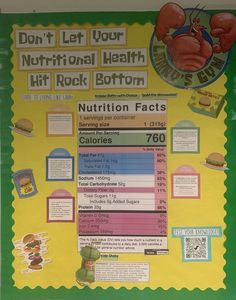 a bulletin board with information about nutrition