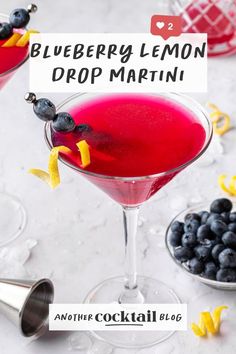 This blueberry lemon drop martini is made with fresh vodka, lemon juice, and blueberry simple syrup – with a little bit of limoncello to enhance the lemon flavor – to create a tart and sweet cocktail that’s super refreshing. Blueberry Syrup Drinks, Lemoncello Blueberry Cocktail, Limoncello Blueberry Cocktails, Lemon Blueberry Cocktail, Blueberry Lemondrop Cocktail, Blueberry Limoncello Cocktail, Blueberry Simple Syrup Cocktails