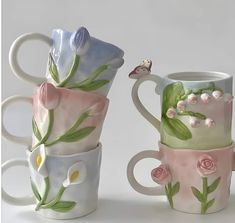 Sanrio Wallpapers, Mugs Collection, House Craft, Clay Flower Pots, Tanah Liat, Pretty Mugs, Pottery Crafts, Teapots And Cups