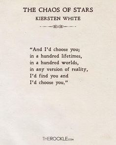 an old poem written in black and white with the words, the chaos of stars kirsten white