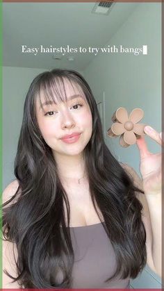 If you have BANGS you need to TRY these IMMEDIATELY 🤭 Bangs Gone Wrong, Bang Styles, Haircuts Trendy, Thick Bangs, Growing Out Bangs, Cut Bangs, How To Cut Bangs, How To Style Bangs