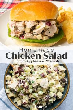 This easy classic chicken salad with apples and walnuts is a fresh, flavorful twist on a timeless favorite! Tender chicken is combined with crisp apples, crunchy walnuts, and a creamy dressing for a delicious balance of textures and tastes. Perfect for lunch, a light dinner, or a picnic, this simple chicken salad is quick to prepare and always a crowd-pleaser. Tortilla Chicken, Croissant Sandwiches, Chicken Salad Croissant, Homemade Chicken Salads, Cranberry Chicken Salad, Sandwiches Recipes, Rotisserie Chicken Salad, Croissant Sandwich