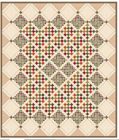 a quilt with different colored squares on the front and back, as well as an image of