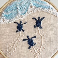 embroidery adventures Beachy Embroidery Patterns, What Can You Do With Embroidery, Large Oval Embroidery Hoop Ideas, Blue Embroidery Ideas, Gayla Partridge Embroidery, Needle Point Art, Ocean Hand Embroidery, Fun Embroidery Designs, Ocean Embroidery Simple