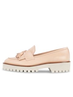 Patricia Green Women’s Beckham Tassel Lug Loafer in Nude Elegant Slip-on Tassel Loafers With Rubber Sole, Luxury Tasseled Slip-on Loafers, Luxury Timeless Slip-on Tassel Loafers, Green Tassel Slip-on Loafers With Leather Sole, Luxury Semi-formal Tassel Loafers With Rubber Sole, Snake Leather, Tassel Loafers, Sole Shoes, Lug Sole