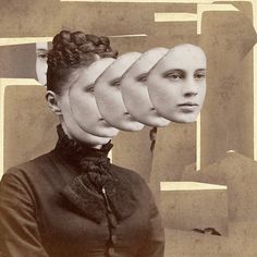 a woman with four heads in front of her face