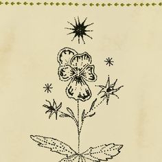 a drawing of a flower with stars in the background