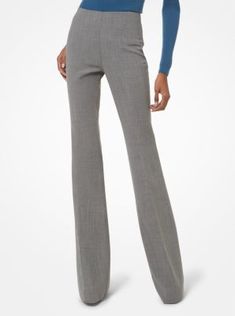 Defined by a sharp silhouette our Brooke pants will be a wardrobe mainstay for years to come. Tailored in Italy from stretch crepe this pair features a snug fit through the hips that lends dramatic contrast to its flared leg. Pair them with a sweater. Fitted Wool Wide-leg Pants, Fall Business Casual Elastane Dress Pants, Spring Wool Wide-leg Pants, Wool Dress Pants For Business Casual In Spring, Wool Dress Pants For Business Casual, Spring Season, Spring Wool Dress Pants For Workwear, Fitted Wool Wide Leg Pants For Business Casual, Fall Elastane Tapered Leg Dress Pants, Chic Full-length Wool Bottoms