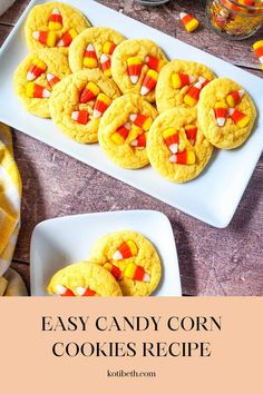 Get ready for the ultimate Halloween cookie exchange! Bake up these Candy Corn Cookies and watch them disappear. They're easy to make and perfect for sharing. Discover more autumn cookie recipes today. Candy Corn Sugar Cookies, Corn Cookies, Cake Mix Recipe, Candy Corn Cookies, Easy Candy, Boxed Cake, Cookies Easy, Vegetarian Cake