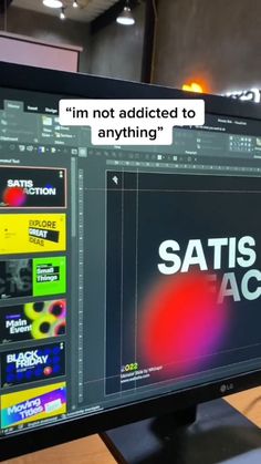 a computer monitor with the words satis ace on it's screen and an ad that says i'm not added to anything