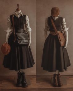 Femkit Fashion Winter Academia Outfits, Modern Historical Fashion, Industrial Revolution Fashion, Photographer Dress To Impress, Dark Academia Outfits, 1900s Fashion, Academia Outfits, Farm Clothes