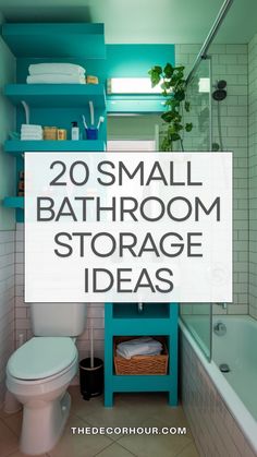 small bathroom storage ideas with text overlay