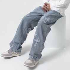 DETAILSMaterial: DenimClosure Type: Zipper FlyMID waistPattern Type: Solid Pantalones Boyfriend, Low Rise Baggy Jeans, Patch Jeans, Street Jeans, Chic Jeans, Women Cargo Pants, Y2k Pants, Streetwear Jeans, Y2k Men