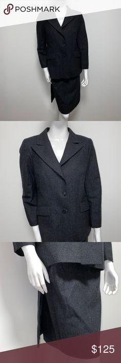 ANGNIS B Wool Suit Item is used, very good condition Skirt size 44 Blazer size 40 AGNIS B Jackets & Coats Blazers Wool Suit, Colored Blazer, Suit Jackets, Blazer Suit, Gray Color, Suit Jacket, Coats Jackets, Long Sleeve Blouse, Jackets & Coats