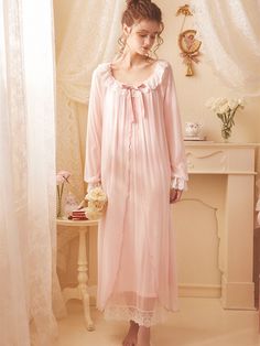 [$59.75]Light Pink Retro Tulle Nightgown Night Gown Aesthetic, Gown Aesthetic, Vintage Nightgown, Pink Retro, Aesthetic Pink, Contrast Trim, Night Dress, Classy Outfits, Night Gown