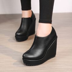 Heel Height: 11cmPlatform Height: 3cmStyle: Fashion,KoreanOccasion: Casual,Party/Club,Office/Career,DressSeason: Spring,Summer,Fall/Autumn,WinterPackage Contents: 1 x Shoes (Pair)Size Guide:34 = foot length 21.5-22cm (Foot width=8-8.5cm)35 = foot length 22-22.5cm (Foot width=8.5cm)36 = foot length 22.5-23cm (Foot width=8.5-9cm)37 = foot length 23-23.5cm (Foot width=9cm)38 = foot length 23.5-24cm (Foot width=9-9.5cm)39 = foot length 24-24.5cm (Foot width=9.5-10cm)40 = foot length 24.5-25cm (Foot Spring Thick Bottom Closed Toe Heels, Round Toe Heels With Thick Bottom For Spring, Spring Heels With Thick Bottom And Round Toe, Spring Closed Toe Wedge Boots, Casual Chunky Platform Wedge Boots For Spring, Spring Closed Toe Platform Wedge Boots, Spring Platform Wedge Boots With Closed Toe, Spring Platform Wedge Boots With Round Toe, Spring High Heel Synthetic Wedge Boots